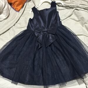 Zunie 6 navy blue dress waist bow tulle overlay nwot 💯 polyester lining/outer
